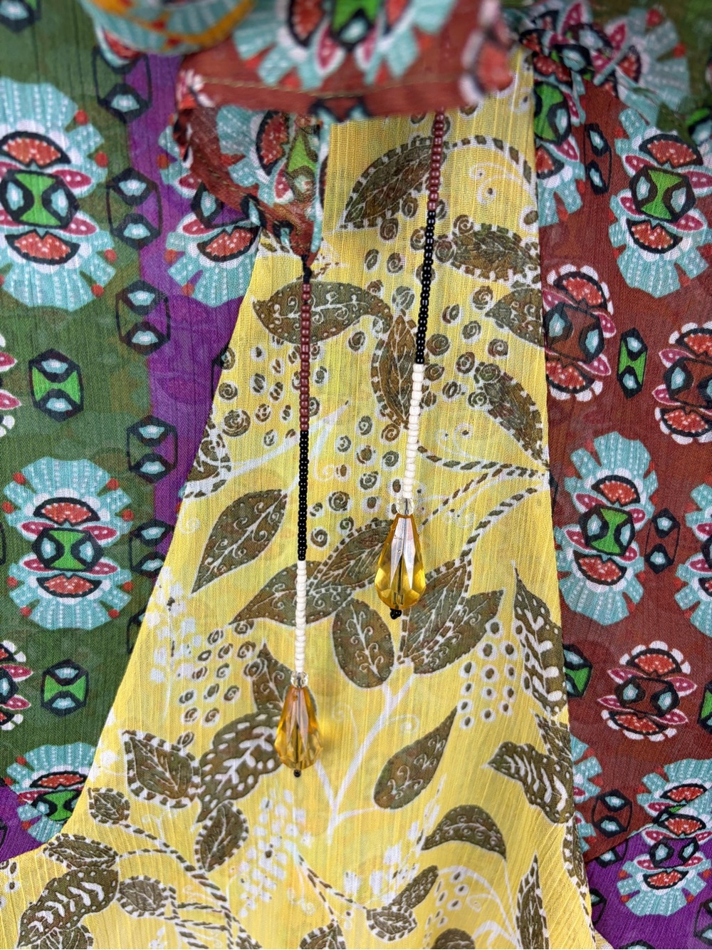 Zara Patchwork Boho Print Tie Front Ruffle Blouse Multicolor Large - Picture 9 of 15